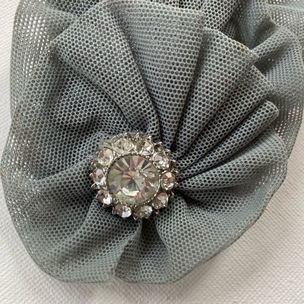 One of a Kind 1950’s Handmade Vintage Pleated Tiered Ruffle Crystal Hair Piece - Picture 4 of 7